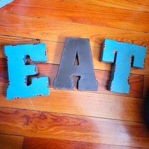 Metal letters letter decor wall hanging shelf E A T kitchen rustic retro